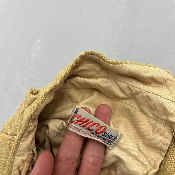 Vintage 50s Chico Slack Tan Rayon Pattern Trousers 36x29 - Picture 6 of 6